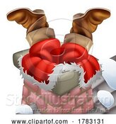 Vector Illustration of Santa Stuck Chimney Boots out Christmas by AtStockIllustration