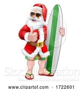 Vector Illustration of Santa Surfing Shades Surfboard Christmas by AtStockIllustration