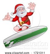 Vector Illustration of Santa Surfing Shaka Hand Christmas by AtStockIllustration