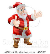 Vector Illustration of Santa Waving and Holding a Thumb up by AtStockIllustration