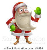 Vector Illustration of Santa Waving and Wearing Green Mittens by AtStockIllustration