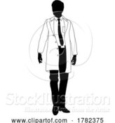 Vector Illustration of Scientist Chemist Pharmacist Guy Silhouette Person by AtStockIllustration