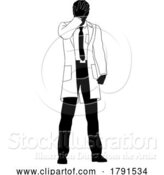Vector Illustration of Scientist Engineer Inspector Upset Guy Silhouette by AtStockIllustration