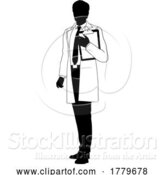 Vector Illustration of Scientist Engineer Survey Clipboard Guy Silhouette by AtStockIllustration