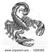 Vector Illustration of Scorpion Scorpio Zodiac Sign Woodcut Design by AtStockIllustration
