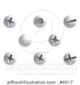 Vector Illustration of Screws, Nuts, Bolts and Rivet Heads by AtStockIllustration