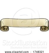 Vector Illustration of Scroll Vintage Woodcut Banner Paper Ribbon Drawing by AtStockIllustration