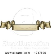 Vector Illustration of Scroll Vintage Woodcut Banner Paper Ribbon Drawing by AtStockIllustration