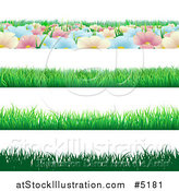 Vector Illustration of Seamless Grass and Flower Website Header Borders by AtStockIllustration