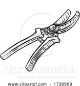 Vector Illustration of Secateurs Garden Pruner Gardening Tool Woodcut by AtStockIllustration