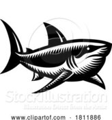 Vector Illustration of Shark Animal Woodcut Vintage Style Icon Mascot by AtStockIllustration