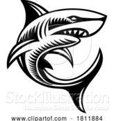 Vector Illustration of Shark Animal Woodcut Vintage Style Icon Mascot by AtStockIllustration