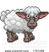 Vector Illustration of Sheep Pixel Art Farm Animal Video Game by AtStockIllustration