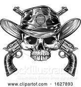 Vector Illustration of Sheriff Badge Hat Skull and Pistols by AtStockIllustration