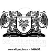 Vector Illustration of Shield Heraldic Crest Coat of Arms Dragon Emblem by AtStockIllustration
