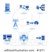 Vector Illustration of Shiny Blue Computer Icons by AtStockIllustration