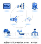 Vector Illustration of Shiny Blue Computer Tech Icons by AtStockIllustration