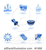 Vector Illustration of Shiny Blue Office Icons by AtStockIllustration