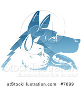 Vector Illustration of Shiny Blue Profiled Dog and Cat Faces by AtStockIllustration
