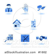 Vector Illustration of Shiny Blue Real Estate Icons by AtStockIllustration