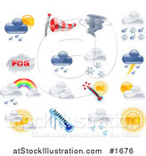 Vector Illustration of Shiny Colorful Season and Weather Icons by AtStockIllustration