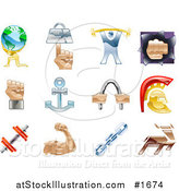 Vector Illustration of Shiny Colorful Strength Icons by AtStockIllustration