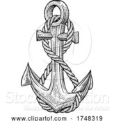 Vector Illustration of Ship Anchor and Rope Nautical Illustration Woodcut by AtStockIllustration