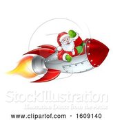 Vector Illustration of Shooting Rocket with Santa Waving by AtStockIllustration