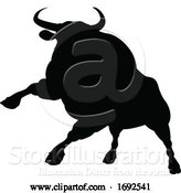 Vector Illustration of Silhouette Charging Bull by AtStockIllustration