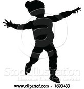 Vector Illustration of Silhouette Child Ice Skating Christmas Clothing by AtStockIllustration
