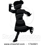 Vector Illustration of Silhouette Child Ice Skating Christmas Clothing by AtStockIllustration