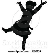 Vector Illustration of Silhouette Child Kid in Christmas Winter Clothing by AtStockIllustration