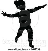 Vector Illustration of Silhouette Child Kid in Christmas Winter Clothing by AtStockIllustration
