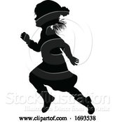 Vector Illustration of Silhouette Child Kid in Christmas Winter Clothing by AtStockIllustration