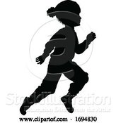 Vector Illustration of Silhouette Child Kid in Christmas Winter Clothing by AtStockIllustration