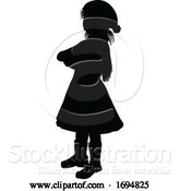 Vector Illustration of Silhouette Child Kid in Christmas Winter Clothing by AtStockIllustration