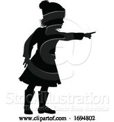 Vector Illustration of Silhouette Child Kid in Christmas Winter Clothing by AtStockIllustration