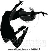 Vector Illustration of Silhouette Dancer Jumping by AtStockIllustration