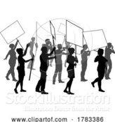 Vector Illustration of Silhouette Demonstrator Crowd Protest Rally Strike by AtStockIllustration