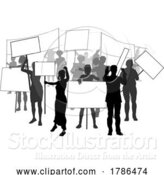 Vector Illustration of Silhouette Demonstrator Crowd Protest Rally Strike by AtStockIllustration