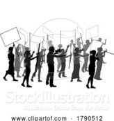 Vector Illustration of Silhouette Demonstrator Crowd Protest Rally Strike by AtStockIllustration