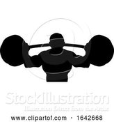 Vector Illustration of Silhouette Guy Weight Lifter Body Builder Barbell by AtStockIllustration