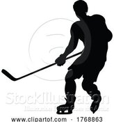 Vector Illustration of Silhouette Ice Hockey Player by AtStockIllustration