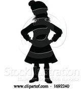 Vector Illustration of Silhouette Kid Child in Winter Christmas Clothing by AtStockIllustration