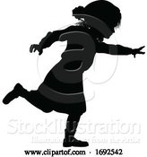 Vector Illustration of Silhouette Kid Child in Winter Christmas Clothing by AtStockIllustration