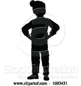 Vector Illustration of Silhouette Kid Child in Winter Christmas Clothing by AtStockIllustration