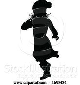 Vector Illustration of Silhouette Kid Child in Winter Christmas Clothing by AtStockIllustration