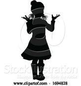 Vector Illustration of Silhouette Kid Child in Winter Christmas Clothing by AtStockIllustration