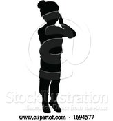 Vector Illustration of Silhouette Kid Child in Winter Christmas Clothing by AtStockIllustration