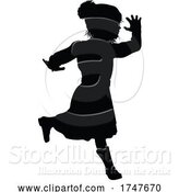 Vector Illustration of Silhouette Kid Child in Winter Christmas Clothing by AtStockIllustration